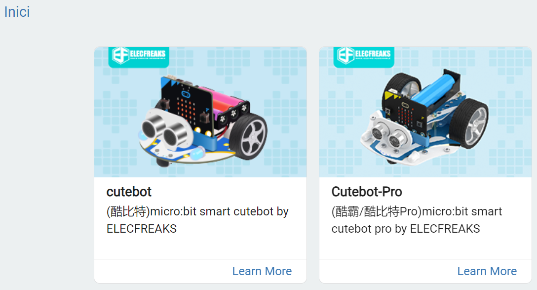 Tria de l'extensió Cutebot o Cutebot pro